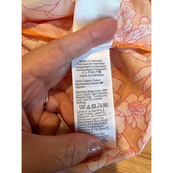 J Crew Tie-Front Cotton Poplin Midi Dress in Orange Floral Women's L NEW - Picture 6 of 8